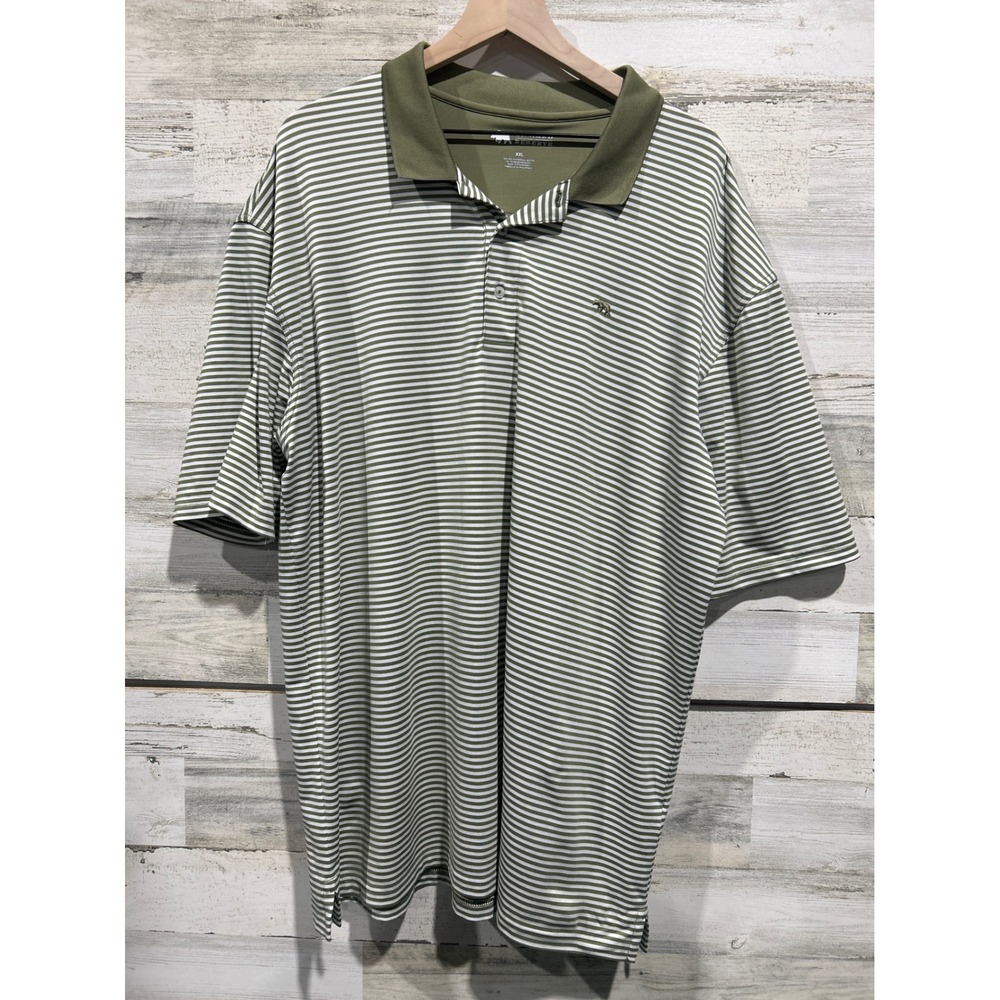 Onward Reserve Polo Shirt Men XXL Green White Striped Performance Golf EUC